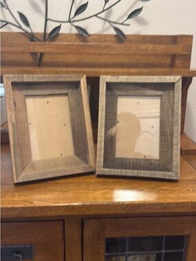 Two Rustic Wood Picture Frames - Brown -